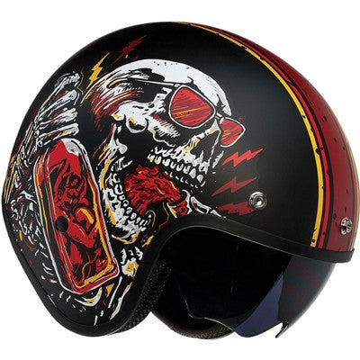 Z1R Saturn Devil Made Me Open Face Helmet - Black/Red