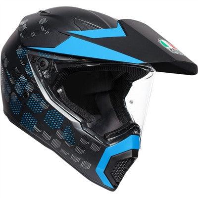 AGV Matte AX-9 Dual Sport Helmet - Matte Black/Cyan Blue