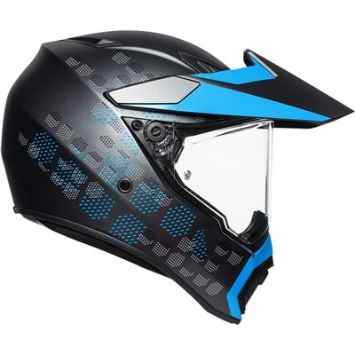AGV Matte AX-9 Dual Sport Helmet - Matte Black/Cyan Blue
