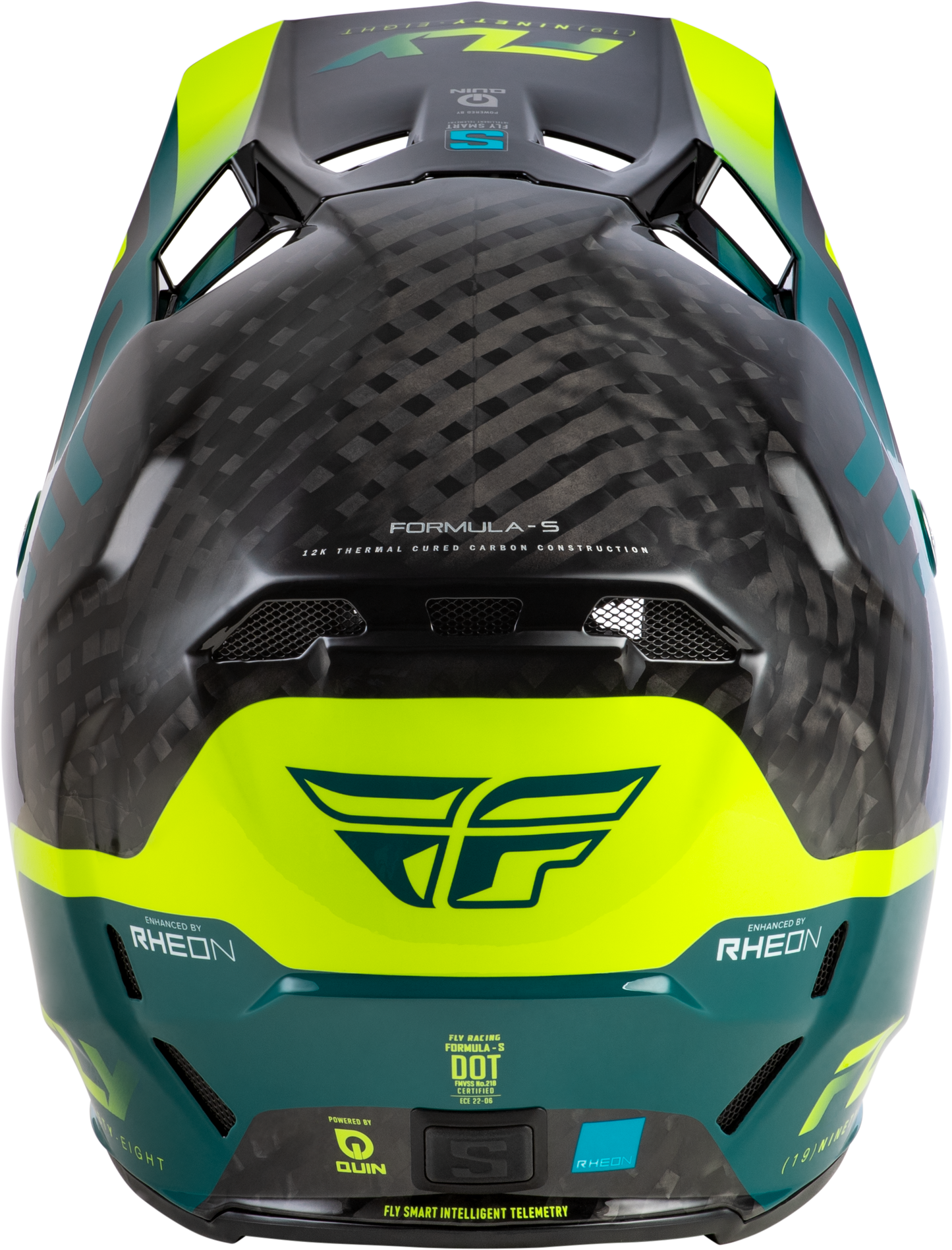 FLY Racing 2026 Formula S Carbon Byte Helmet Black Carbon/Teal/Lime