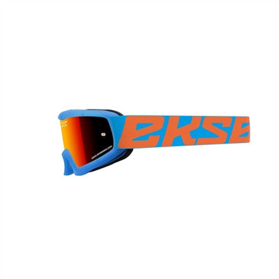 EKS X-Grom Youth Goggles - Cyan Blue Flo Orange/Red Mirror Lens