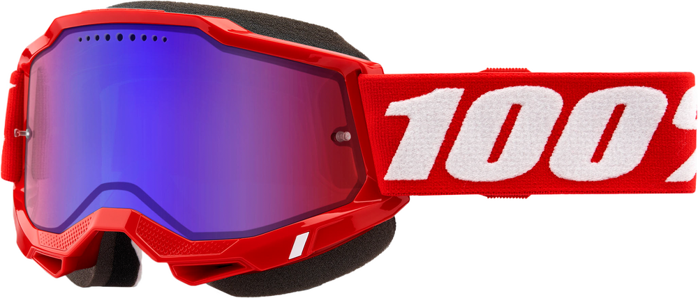 100% - 50022-00005 - ACCURI 2 SNOWMOBILE GOGGLE NEON RED MIRROR RED/BLUE LENS