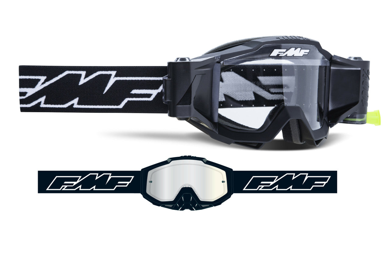 FMF Powerbomb Goggle Rocket Black Clear Lens W/Film System