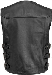 River Road Plains Leather Vest - Black - 38