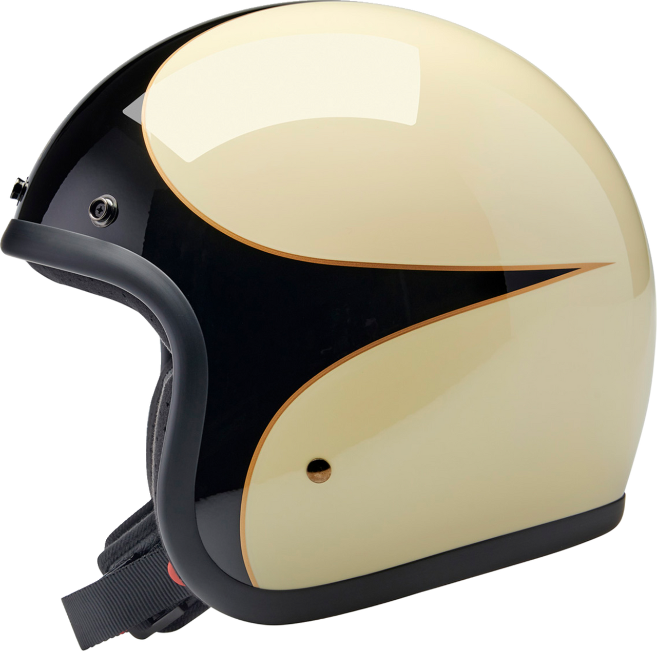 Biltwell Bonanza Open Face Helmet Gloss Vintage White/Black Scallop