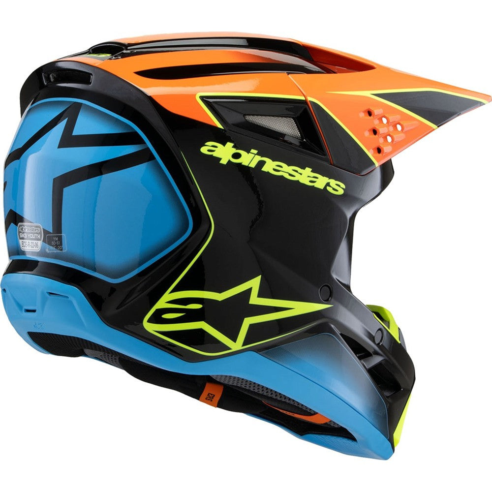 Alpinestars Youth Supertech SM3 Helmet Fray Black/Orange/Yellow Fluo/Gloss