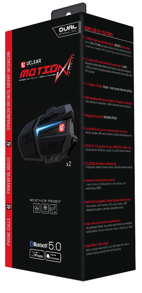 Uclear - 180511 - Motion Infinity Dual Kit Boomless Helmet Coomunicator