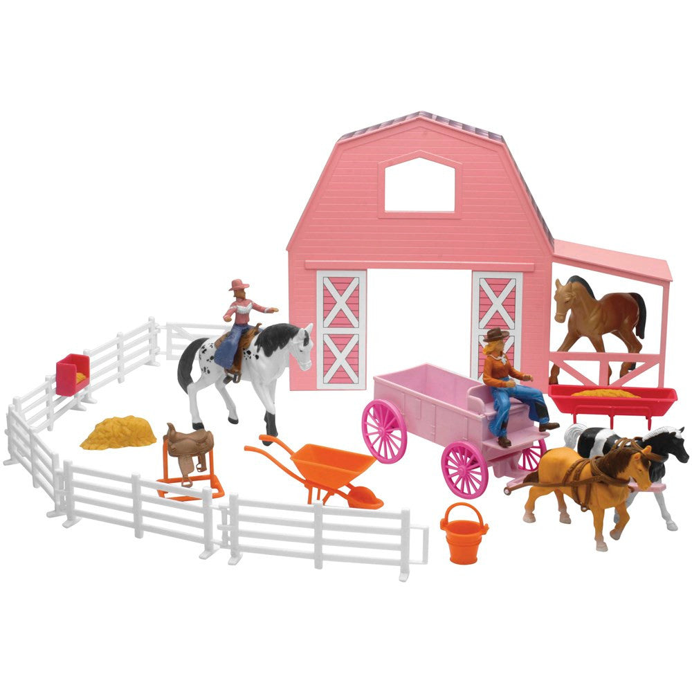 New Ray Toys Barnyard with Wagon and Horses