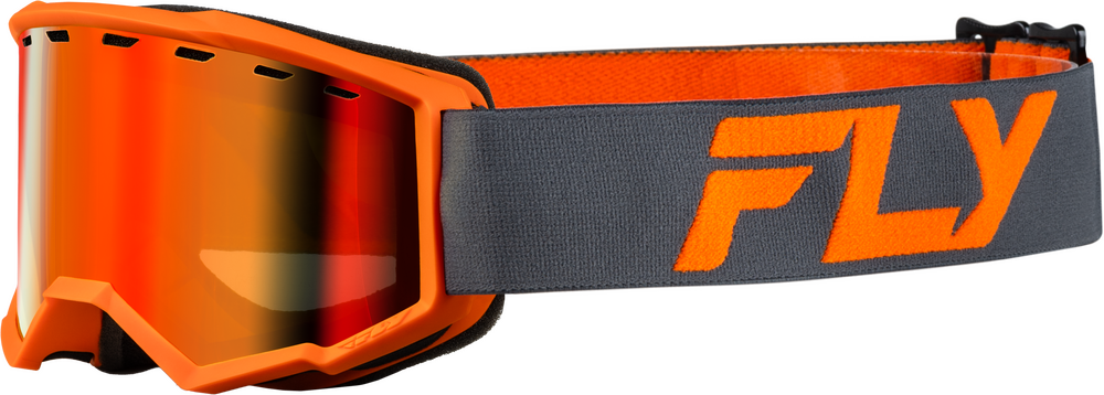 FLY RACING - FLB-24FY3 - YTH FOCUS SNOW GOGGLE CHAR/ORG W/ RED MIRROR/AMBER LENS