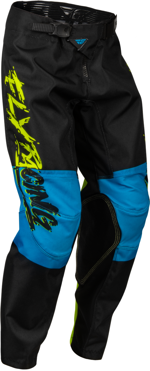 FLY Racing 2023 Youth Kinetic Khaos Pants Hi-Vis/Black/Cyan