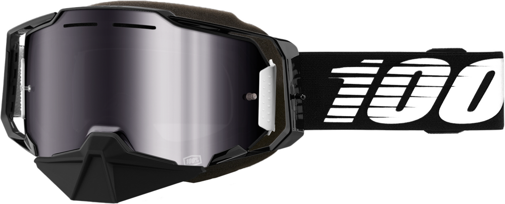 100% - 50008-00001 - ARMEGA SNOWMOBILE GOGGLE BLACK MIRROR SILVER FLASH LENS