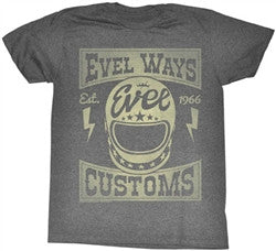 Evel Knievel Customs T Shirt - Grey