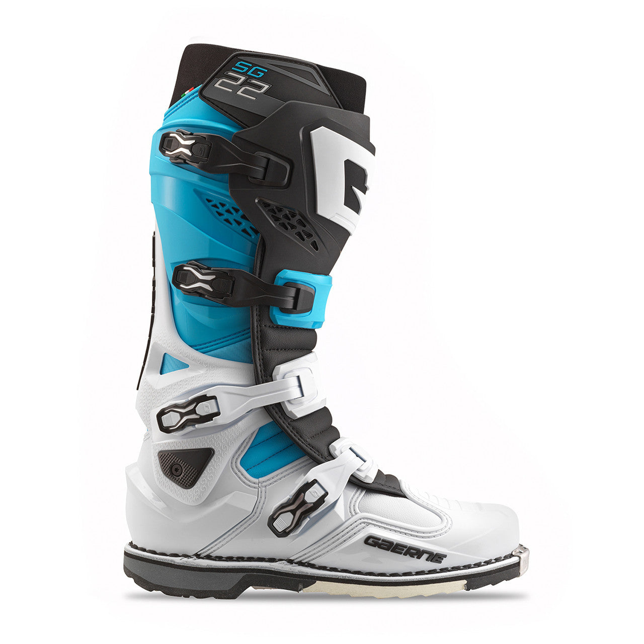 Gaerne SG22 Offroad Boots White/Black/Light Blue LE