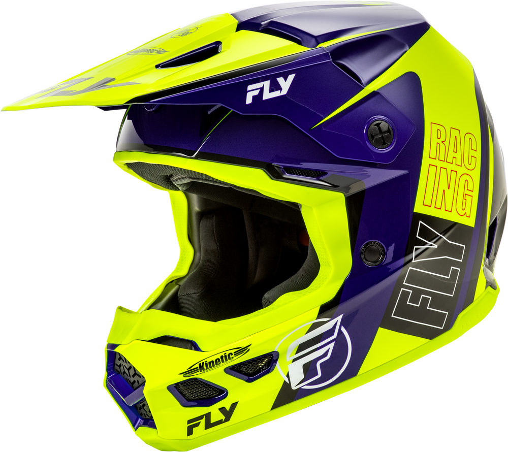 FLY Racing Kinetic Rally Offroad Helmet Hi-Vis/Blue/Black