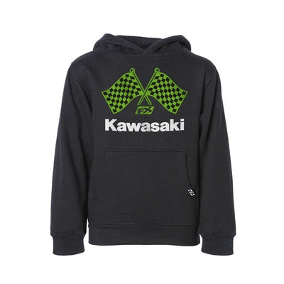 Factory Effex Youth Kawasaki Finish Line Pullover Hoodie - Black