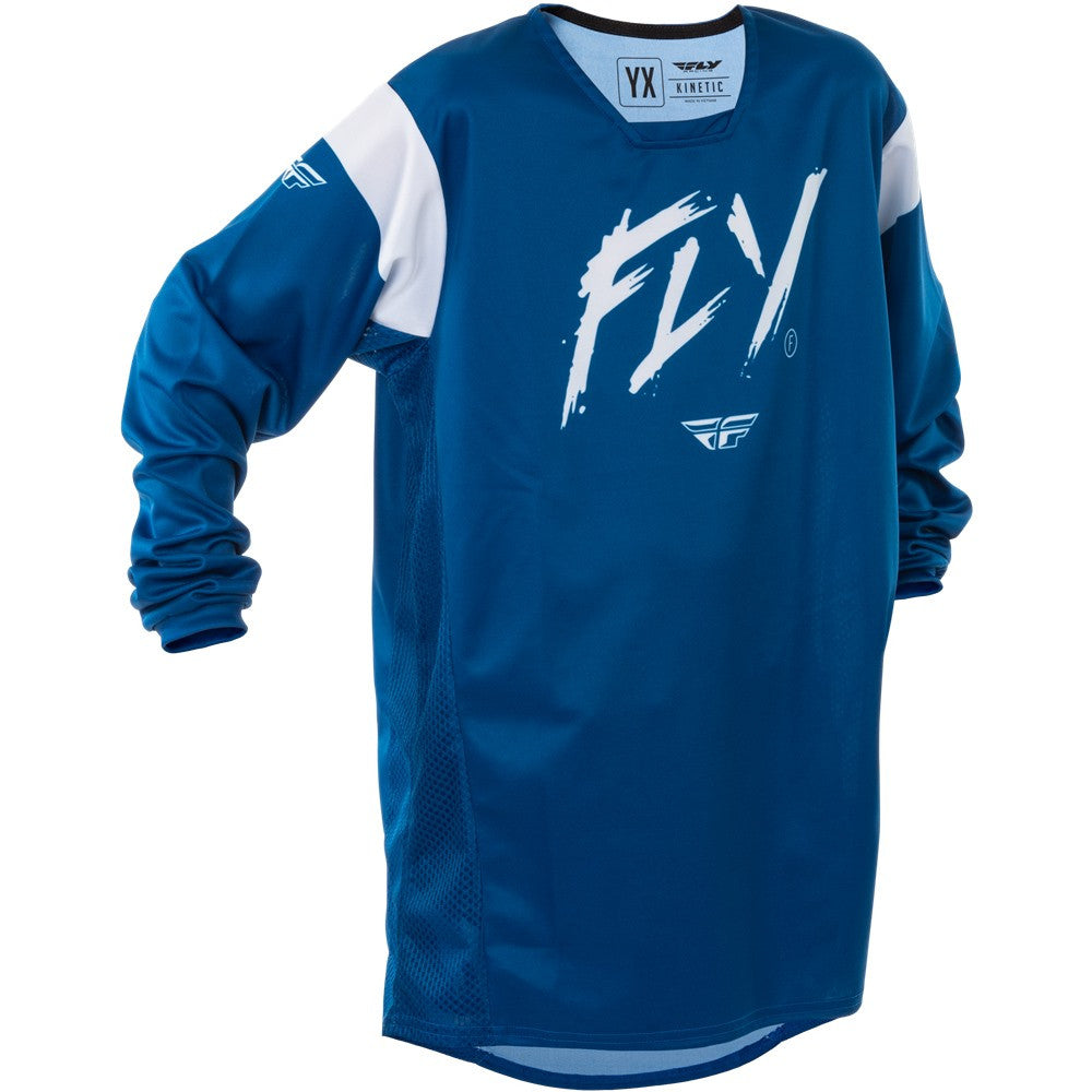 FLY Racing 2025 Youth Kinetic Stoke Jersey Pant Combo Navy/White