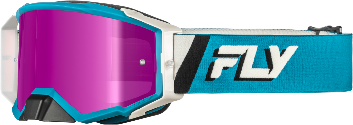 FLY Racing Zone Elite Goggle Blue/White with Magenta Mirror/Blue Lens