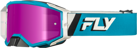 FLY Racing Zone Elite Goggle Blue/White with Magenta Mirror/Blue Lens