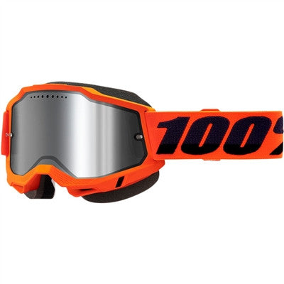 100% Accuri Snow Goggle - Neon Orange/Mirror Silver Lens