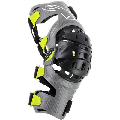 Alpinestars 2019 Bionic-7 Knee Brace - Set Pair - Silver/Yellow Fluorescent
