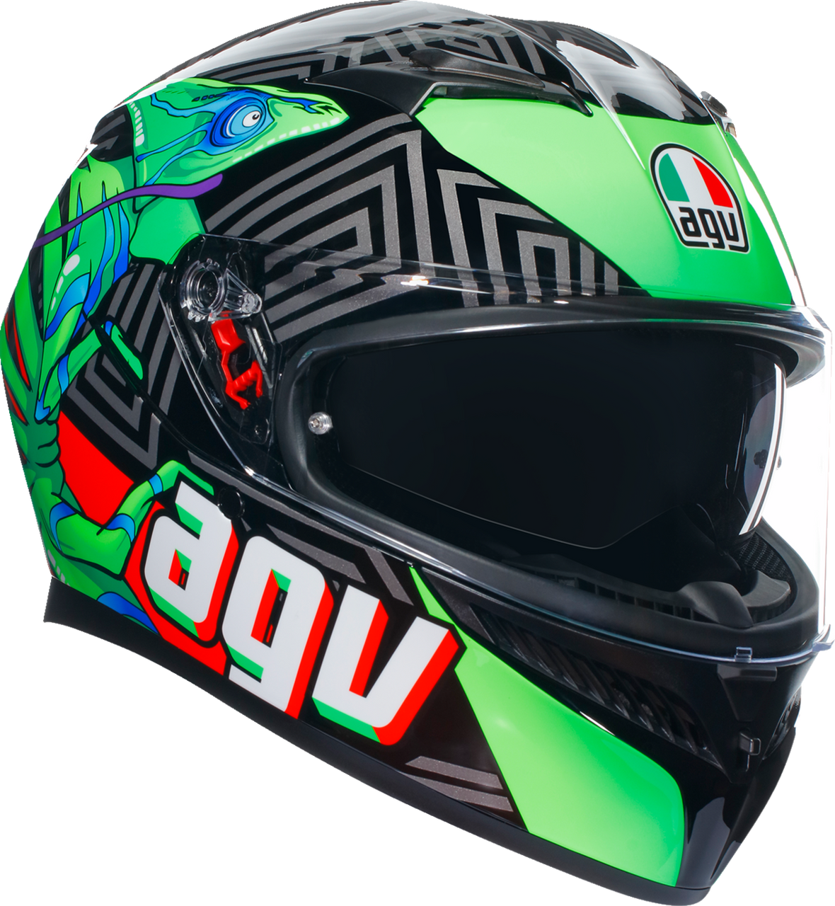 agv k3 red AGV K3 Helmet - Kamaleon - Black/Red/Green