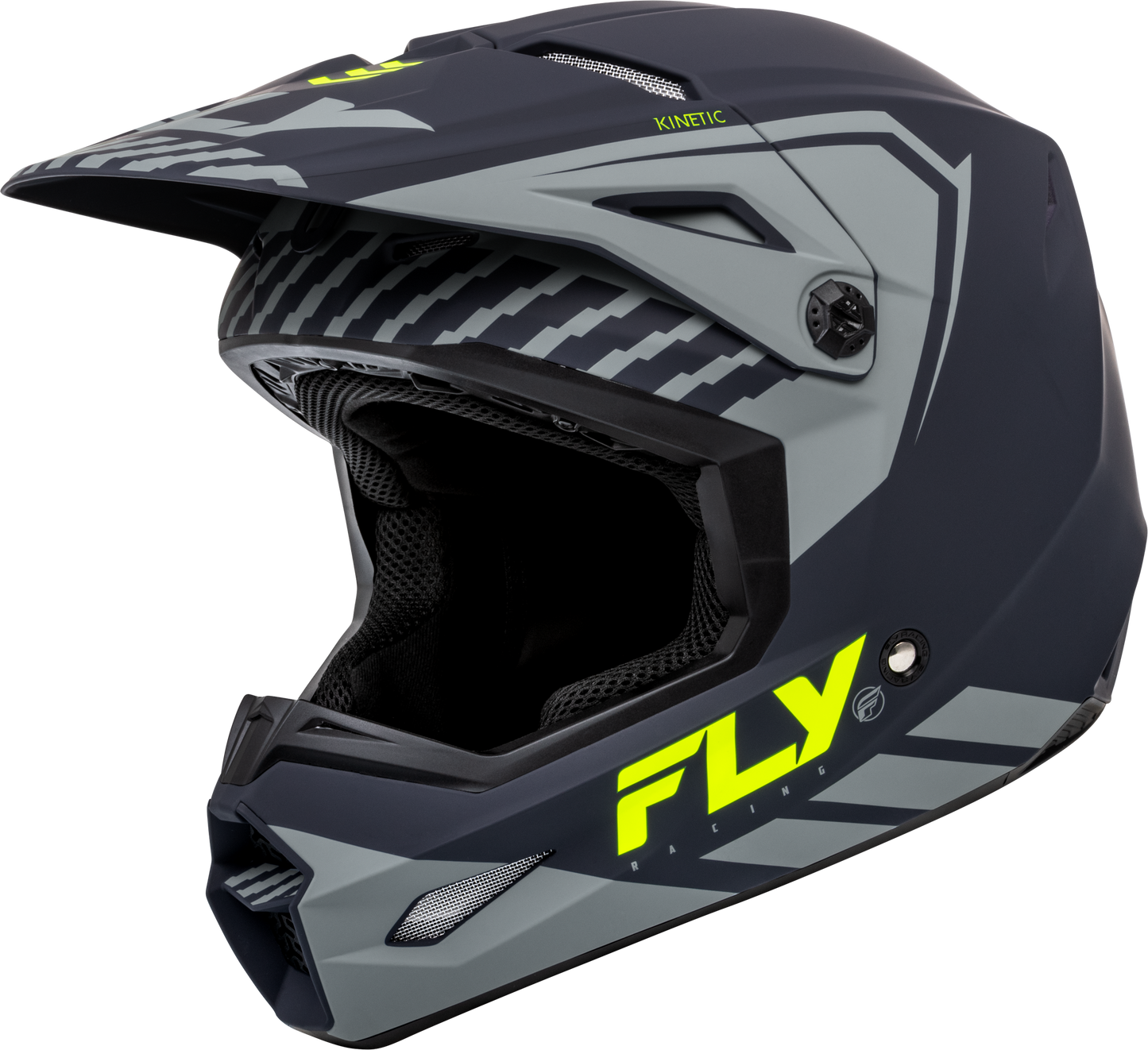 FLY Racing 2024 Kinetic Menace Offroad Helmet Matte Grey/Hi-Vis