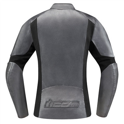 Icon Womens Overlord Leather Jacket - Charcoal