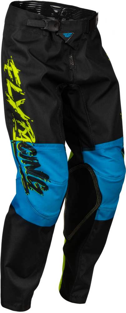 FLY Racing 2023 Youth Kinetic Khaos Pants Hi-Vis/Black/Cyan
