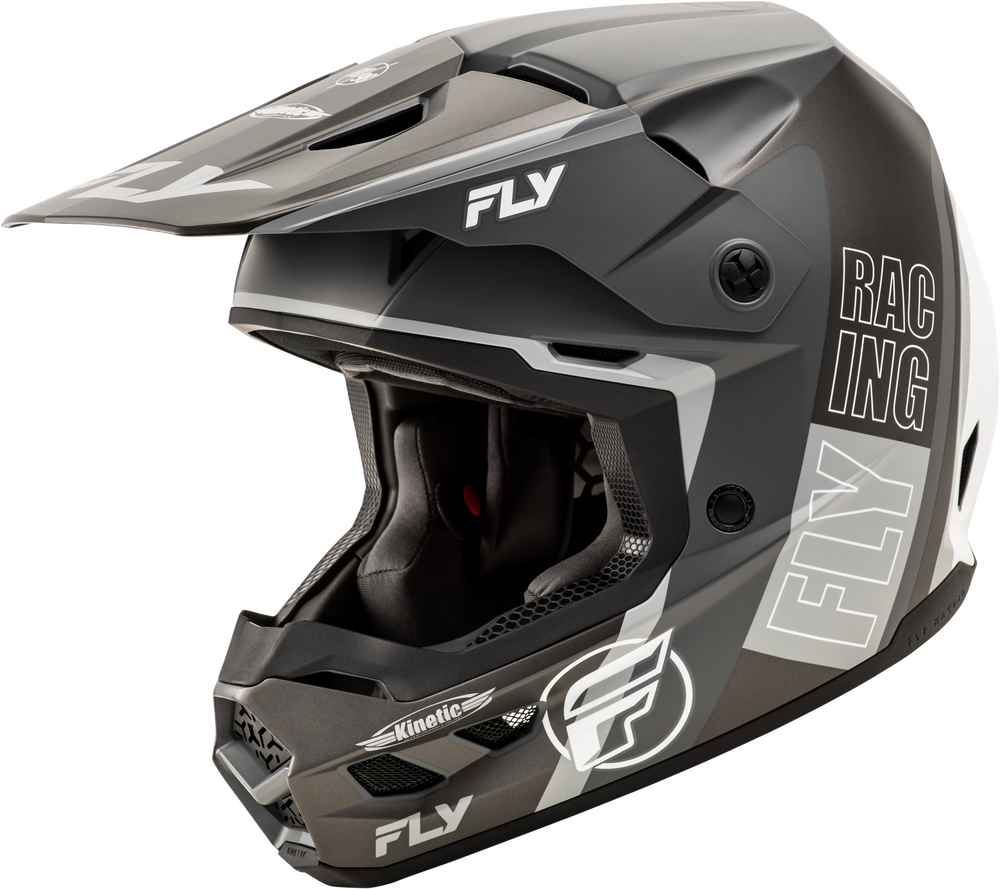 FLY Racing Kinetic Rally Offroad Helmet Matte Grey/Black/White