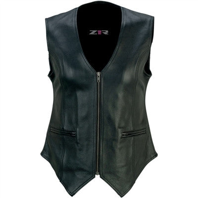 Z1R Womens Scorch Leather Vest - Black