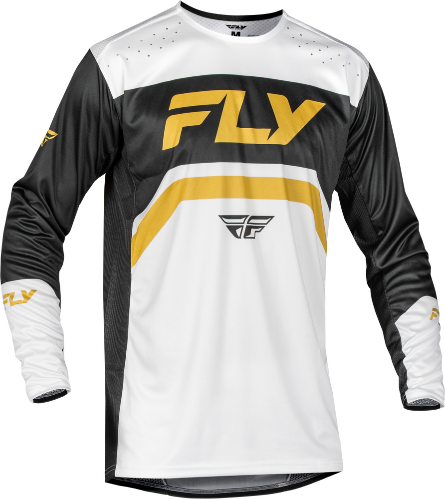 FLY Racing 2025 Youth Rayce Bicycle Jersey White/Black/Gold