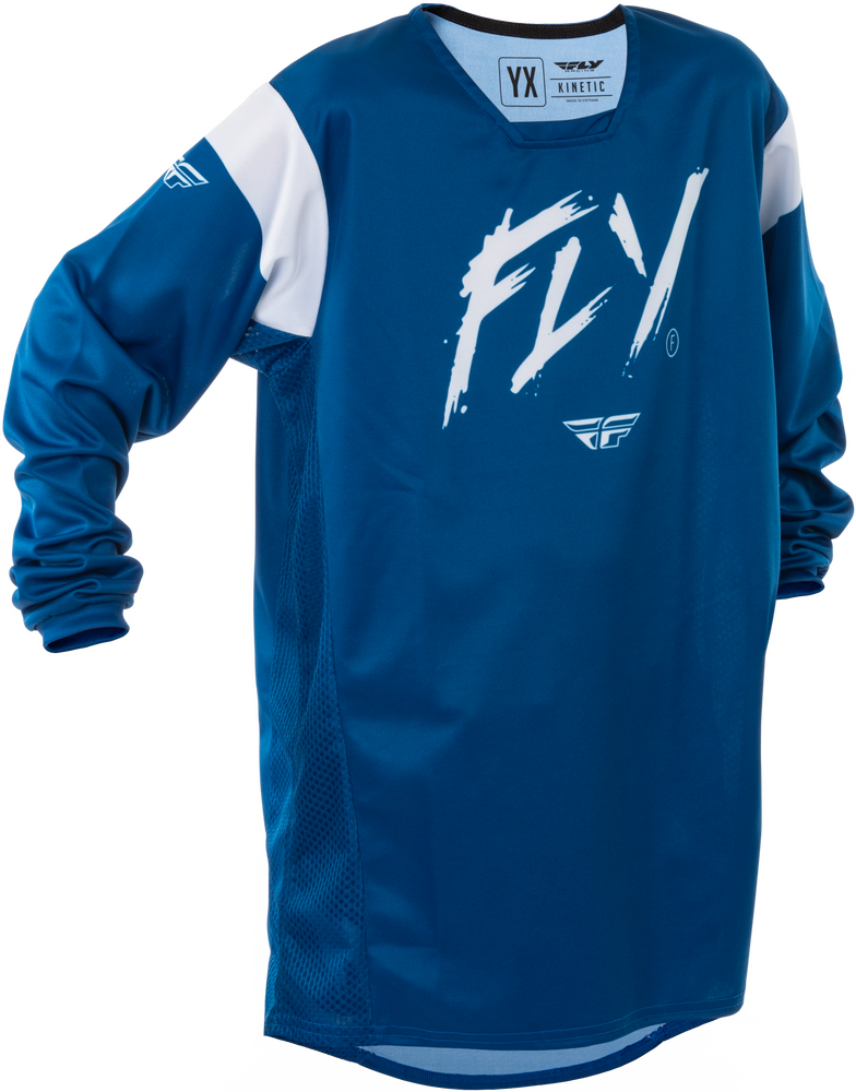 FLY Racing 2025 Youth Kinetic Stoke Jersey Navy/White