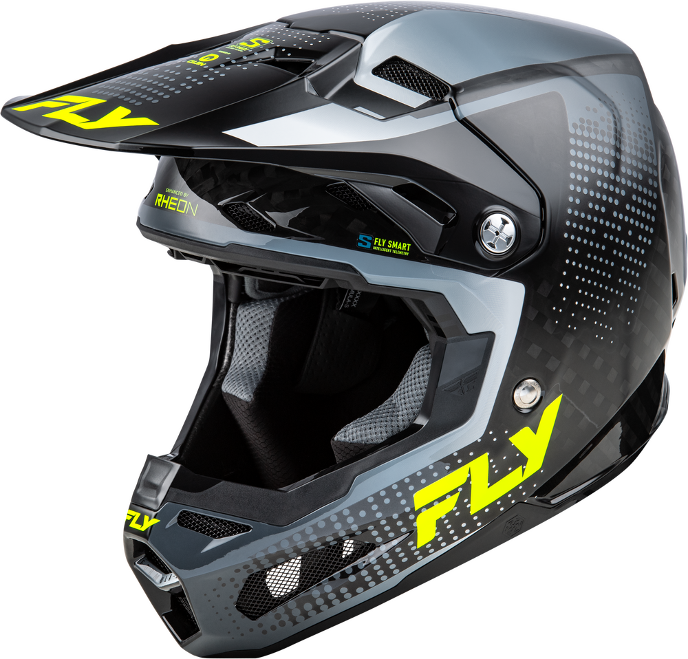 FLY Racing 2025 Formula S Carbon Protocol Helmet Black Carbon/Grey/Hi-Vis