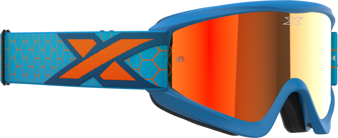 EKS BRAND - 067-60530 - FLAT OUT MIRROR GOGGLE CYAN/FLO ORANGE RED MIRROR
