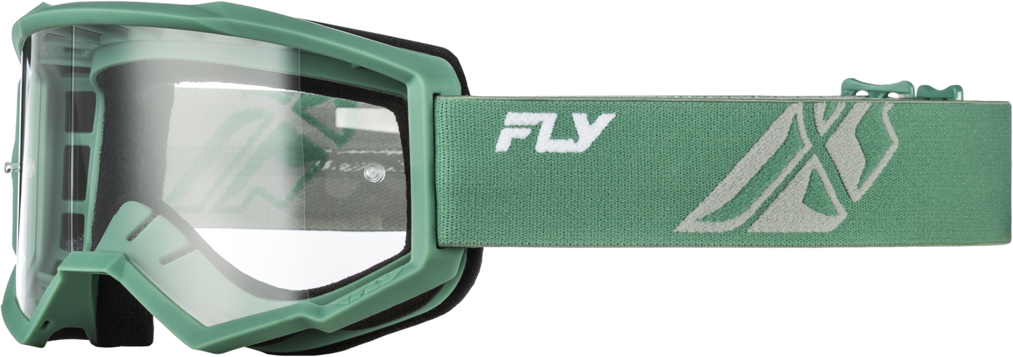 FLY Racing Youth Focus Olive/Grey with Clear Lens