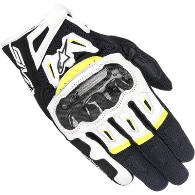 Alpinestars 2019 SMX-2 Air Carbon V2 Leather Gloves - Black White Yellow Fluo