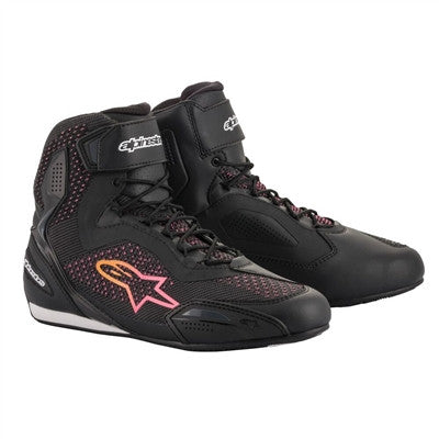 Alpinestars Womens Stella Faster-3 Rideknit Riding Shoes - Black/Yellow/Pink