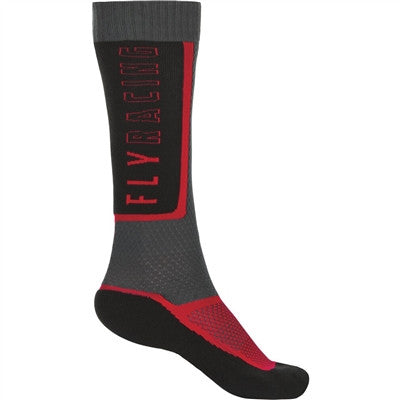 FLY Racing 2021 Youth MX Thin Socks - Black/Grey/Red