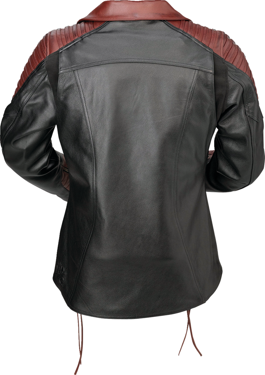 Z1R Womens Combiner Leather Jacket Black/Red