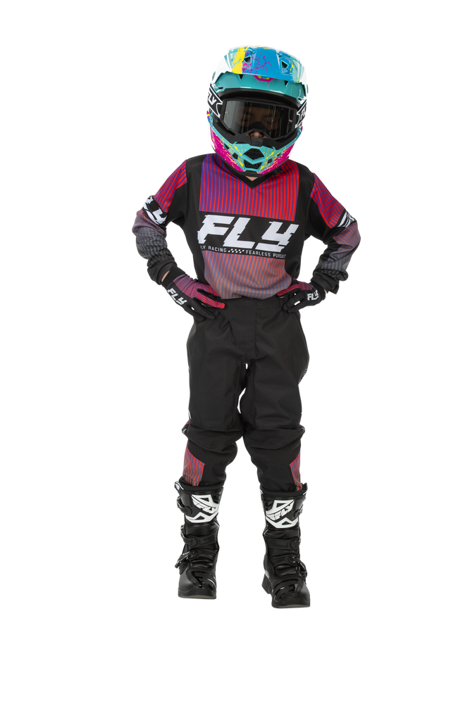 FLY Racing 2026 Youth F-16 Black/Red/Purple Jersey Pant Combo