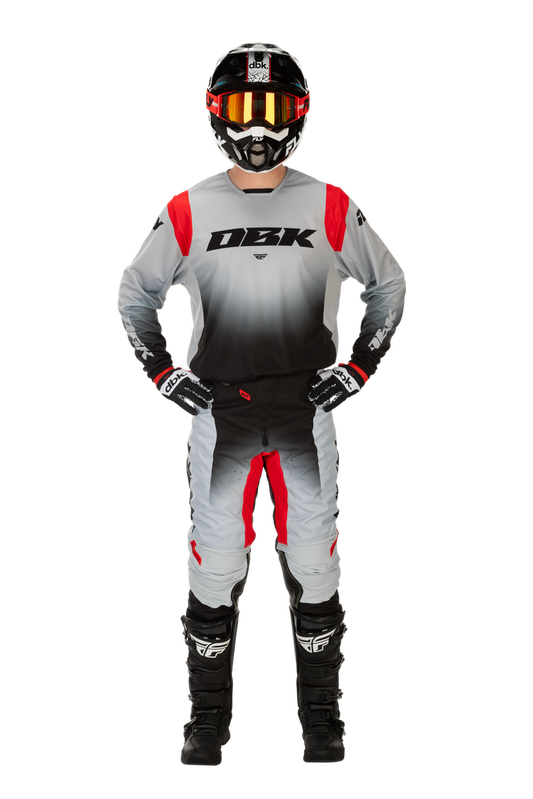 FLY Racing 2026 Kinetic DBK Grey/Black/Red Jersey Pant Combo