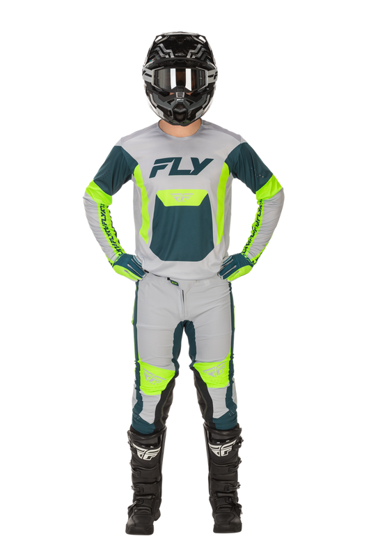 FLY Racing 2026 Lite Grey/Lime/Teal Jersey Pant Combo