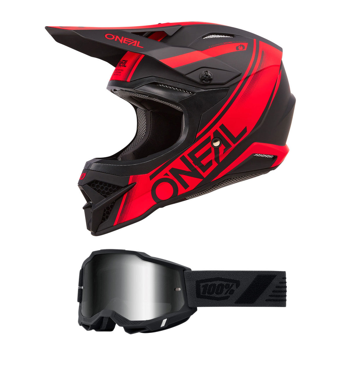 O'Neal 2024 3 Series Racewear Helmet and Goggle Combo Black/Red