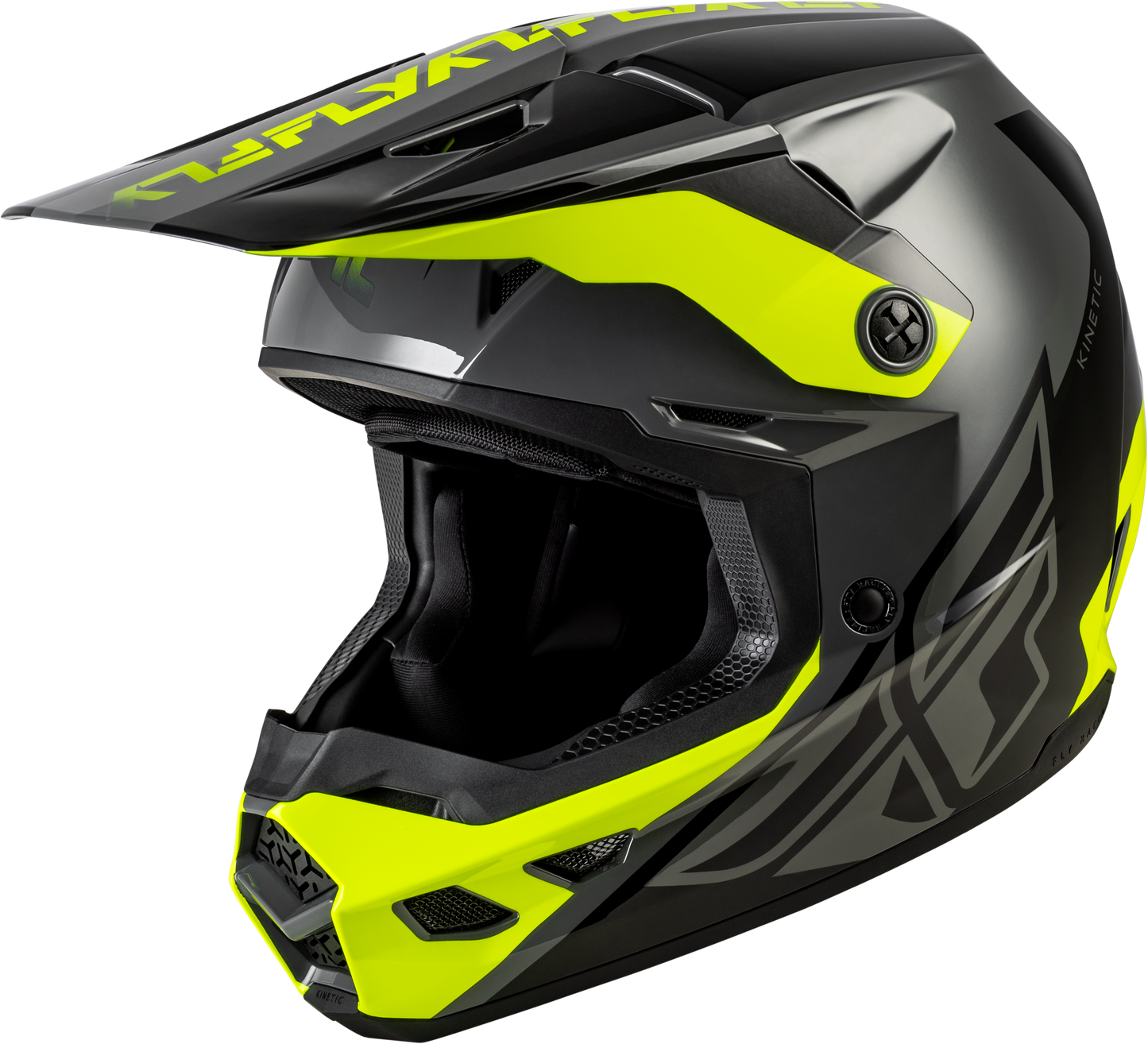 FLY Racing 2026 Kinetic Crest Helmet Grey/Black/Hi-Vis