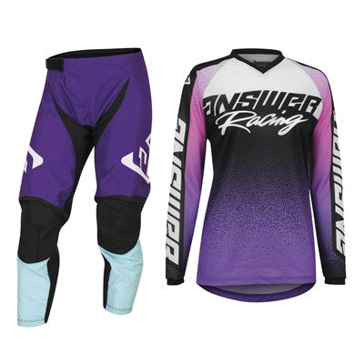 Answer Racing 2022 Womens Syncron Prism Jersey and Pant Combo Purple/Seafoam