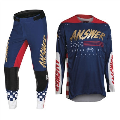 Answer Racing 2022 Elite Redzone Jersey and Pant Combo Navy/Answer Red/White