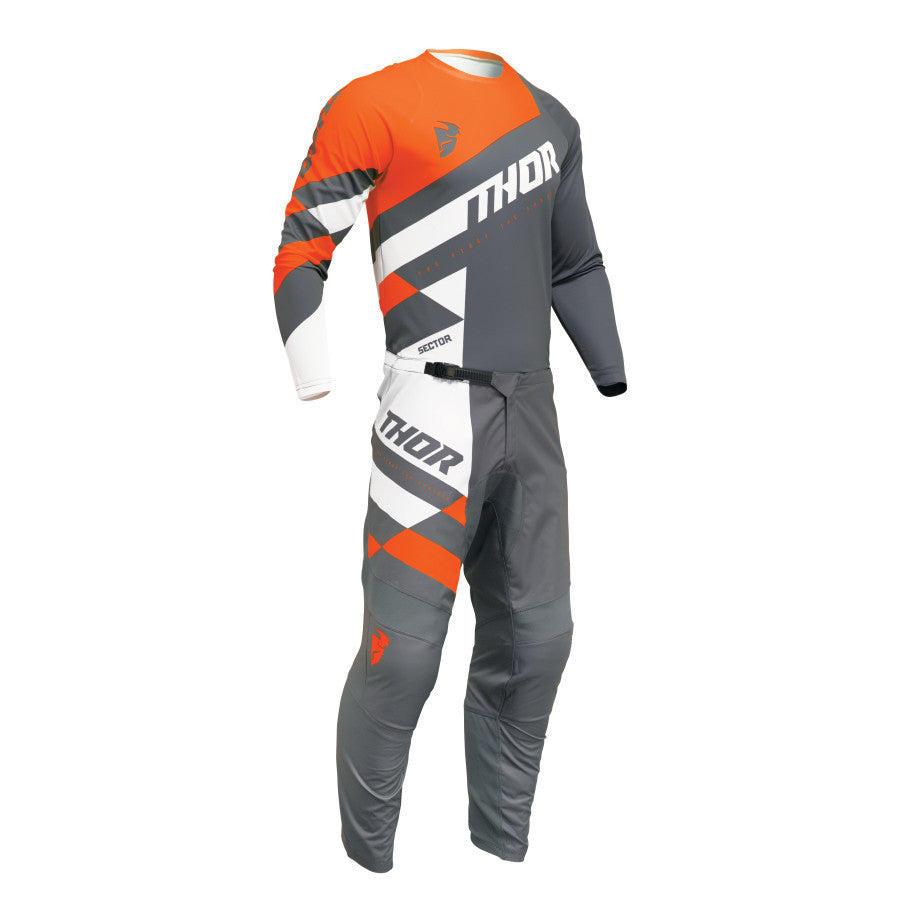 Thor 2024 Youth Sector Checker Jersey Pant Combo Charcoal/Orange