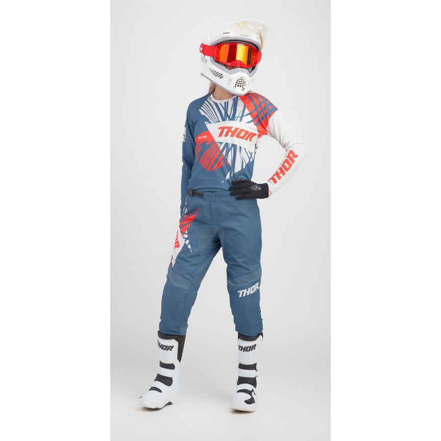 Thor 2024 Womens Sector Split Jersey Pant Combo Blue Steel/Vintage White