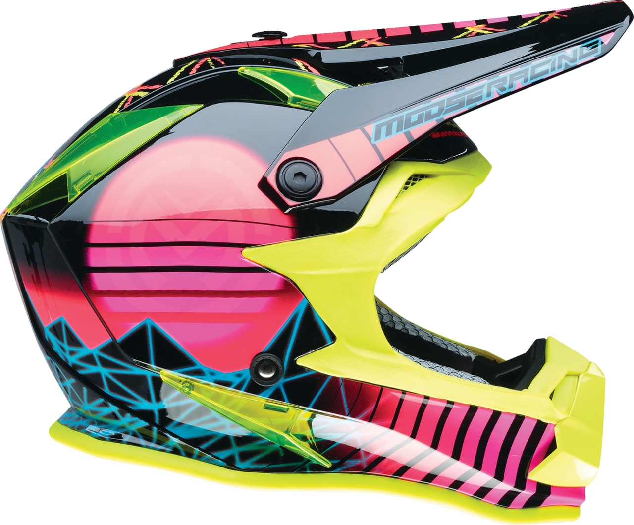 Moose Racing Youth F.I. MIPS® Helmet - Vaporwave Black/Pink/Yellow