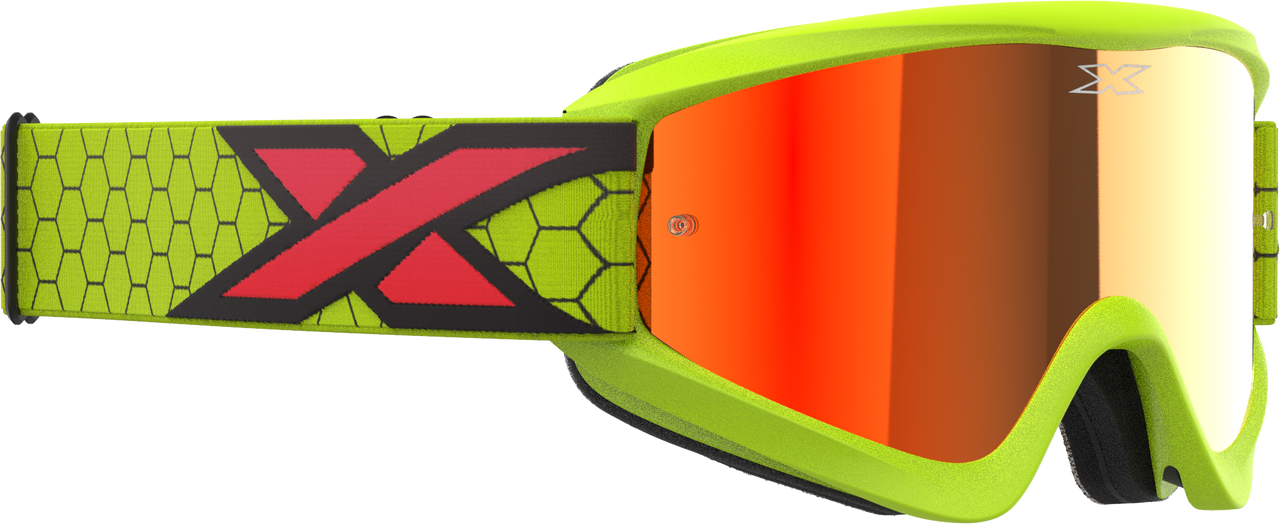 EKS BRAND - 067-60510 - FLAT OUT MIRROR GOGGLE FLO YLW/BLK/FIRE RD RED MIRROR